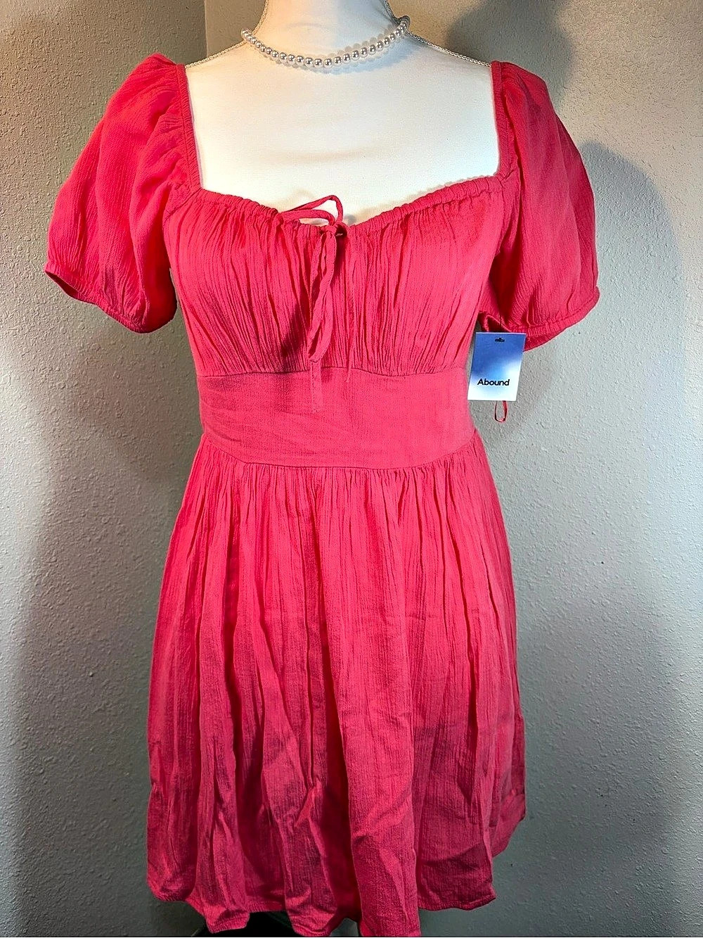 Abrand Pink Puff Sleeve Mini Dress NWT